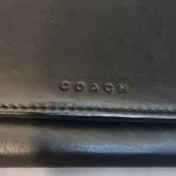 VINTAGE 80's COACH BLACK LEATHER WALLET - Picture 3 of 14